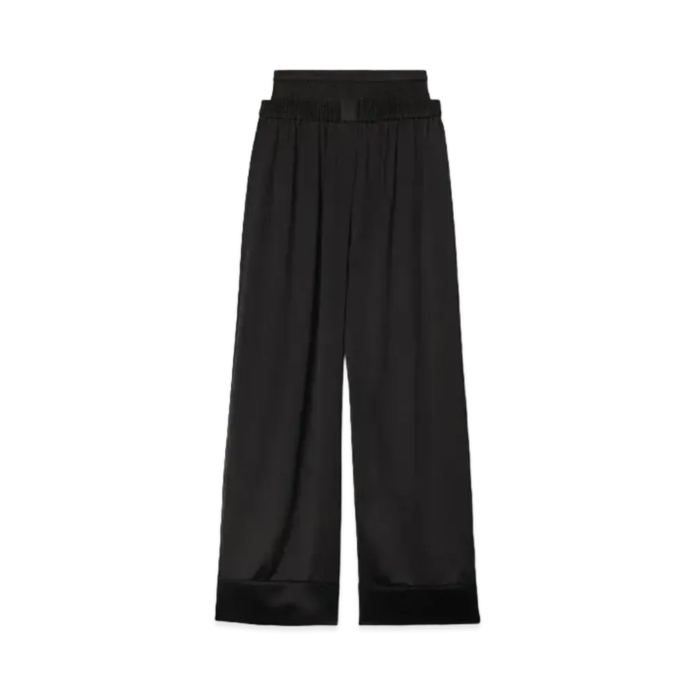 Alexander Wang Silk Charmeuse Layered Boxer Pants "Black"