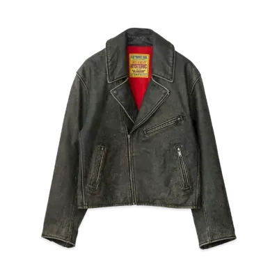 HYSTERIC GLAMOUR For Women Cow Leather Used Processing Double Rider Jacket "Black"