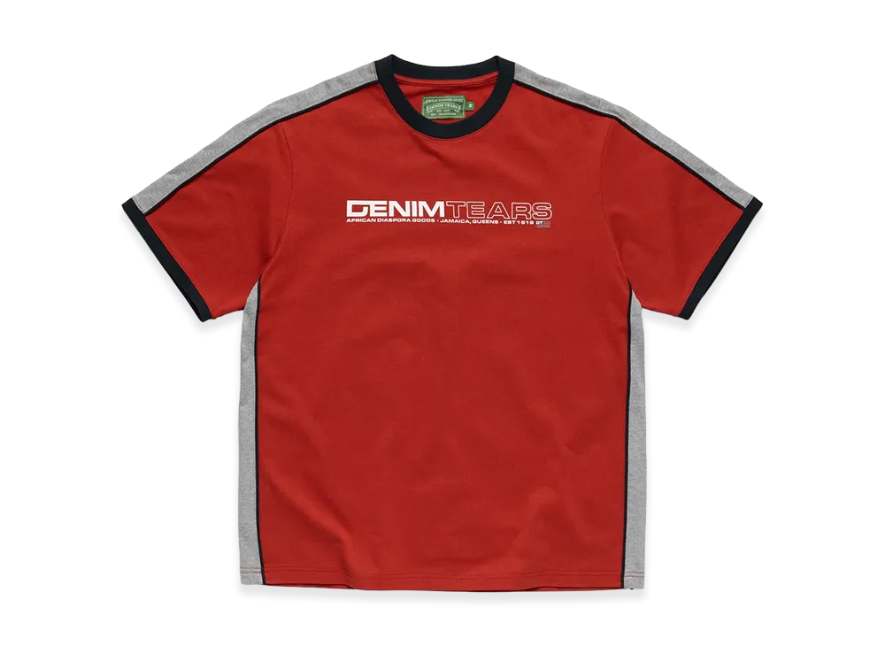 DENIM TEARS Paneled Tee "Red"