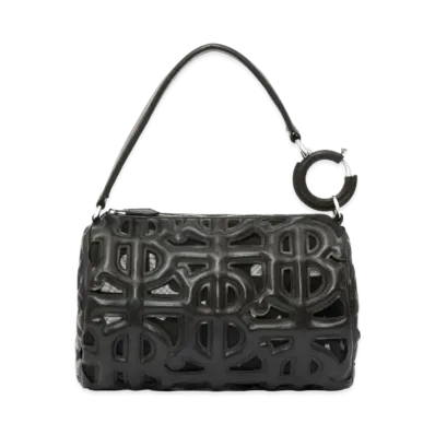 Burberry Small Quilting Monogram Lambskin Rhombi Bag "Black"