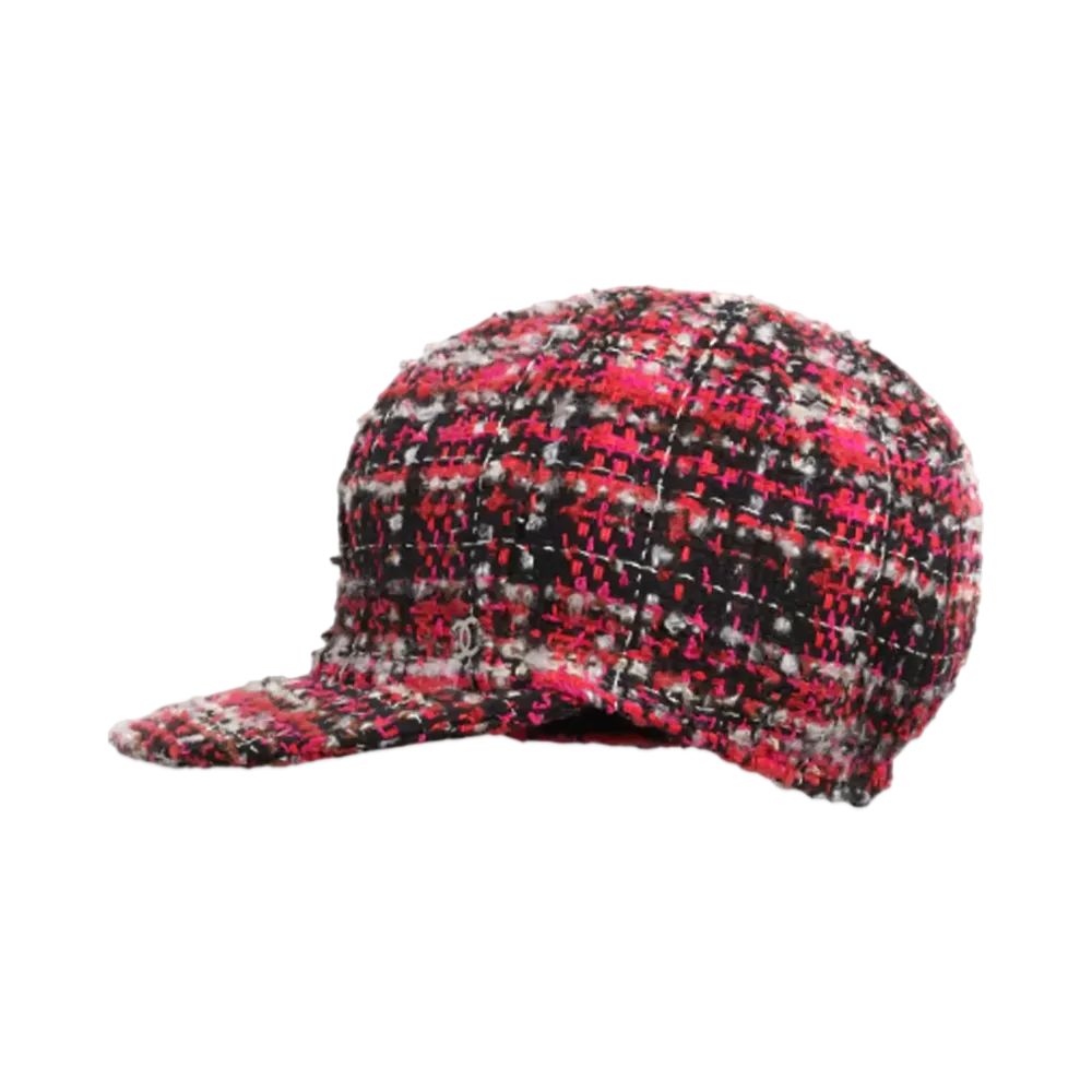 CHANEL Cap Cotton Tweed "Black/Pink/Red/White"