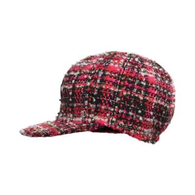 CHANEL Cap Cotton Tweed "Black/Pink/Red/White"
