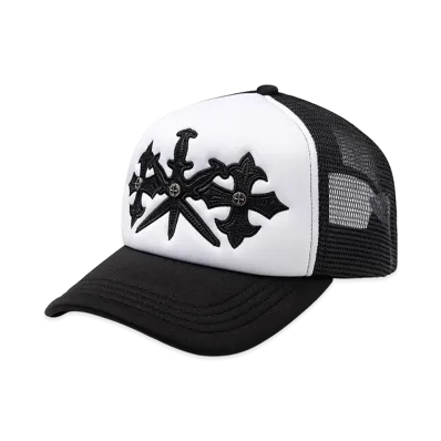 Unknown London Dagger Cross Leather Patch Mesh Cap "Black"