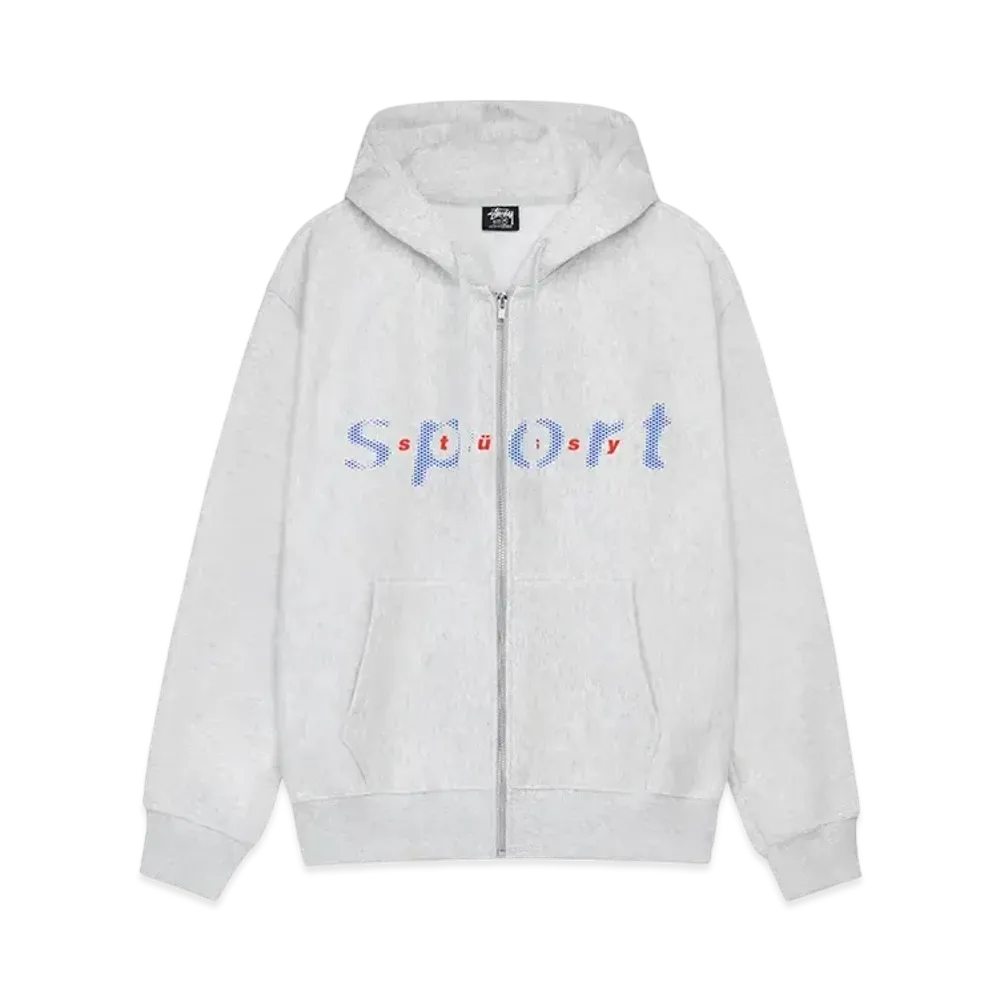 Stussy Dot Sport Zip Hoodie "Ash Heather"