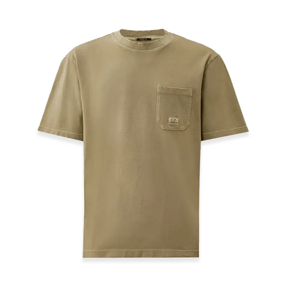 C.P. Company 24/1 Piquet Pigment Dyed Short Sleeve T-Shirt "Moss Gray Green"