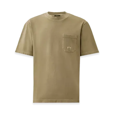 C.P. Company 24/1 Piquet Pigment Dyed Short Sleeve T-Shirt "Moss Gray Green"
