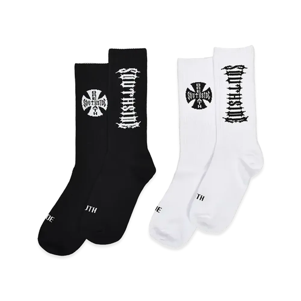 BREATH Southside Cross Socks 2Pack "Black/White"