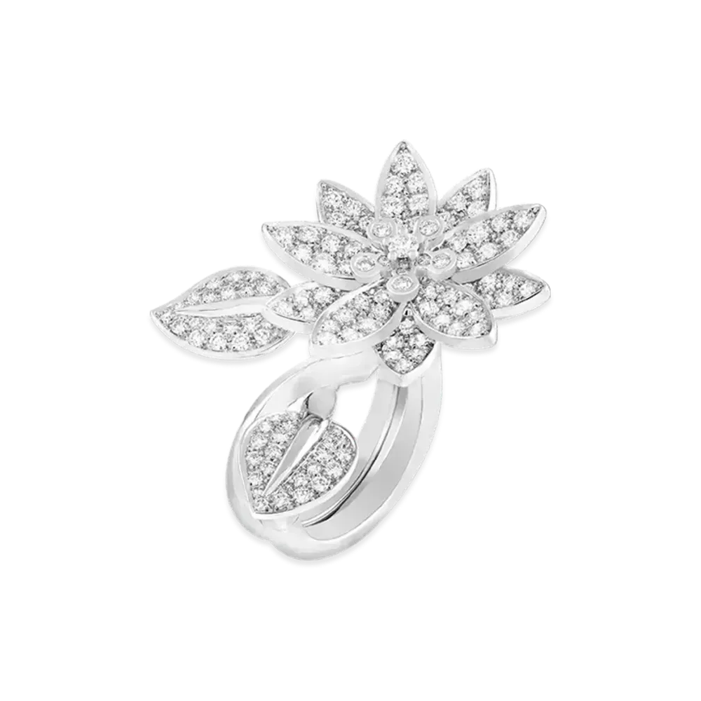 Van Cleef & Arpels Lotus Entre les Doigts ring "18K White gold/Diamond"