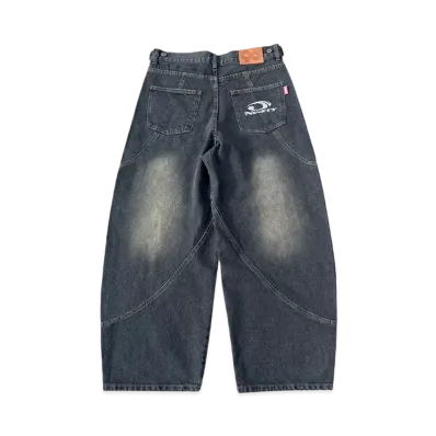9090 Yoke Denim Ballon Pants "BLACK BEIGE"