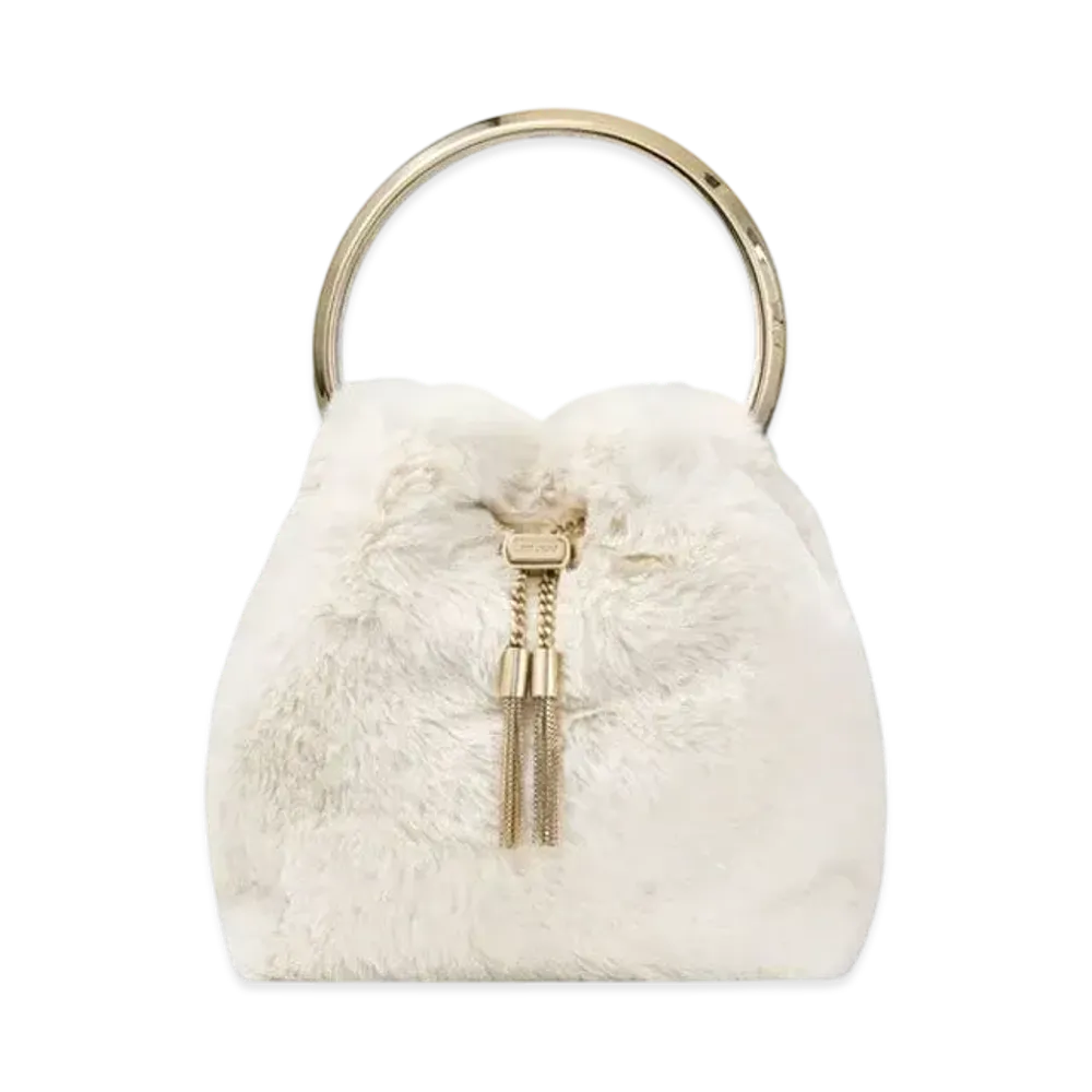Jimmy Choo Bon Bon Faux Fur Mini Bag "Latte/Light Gold"