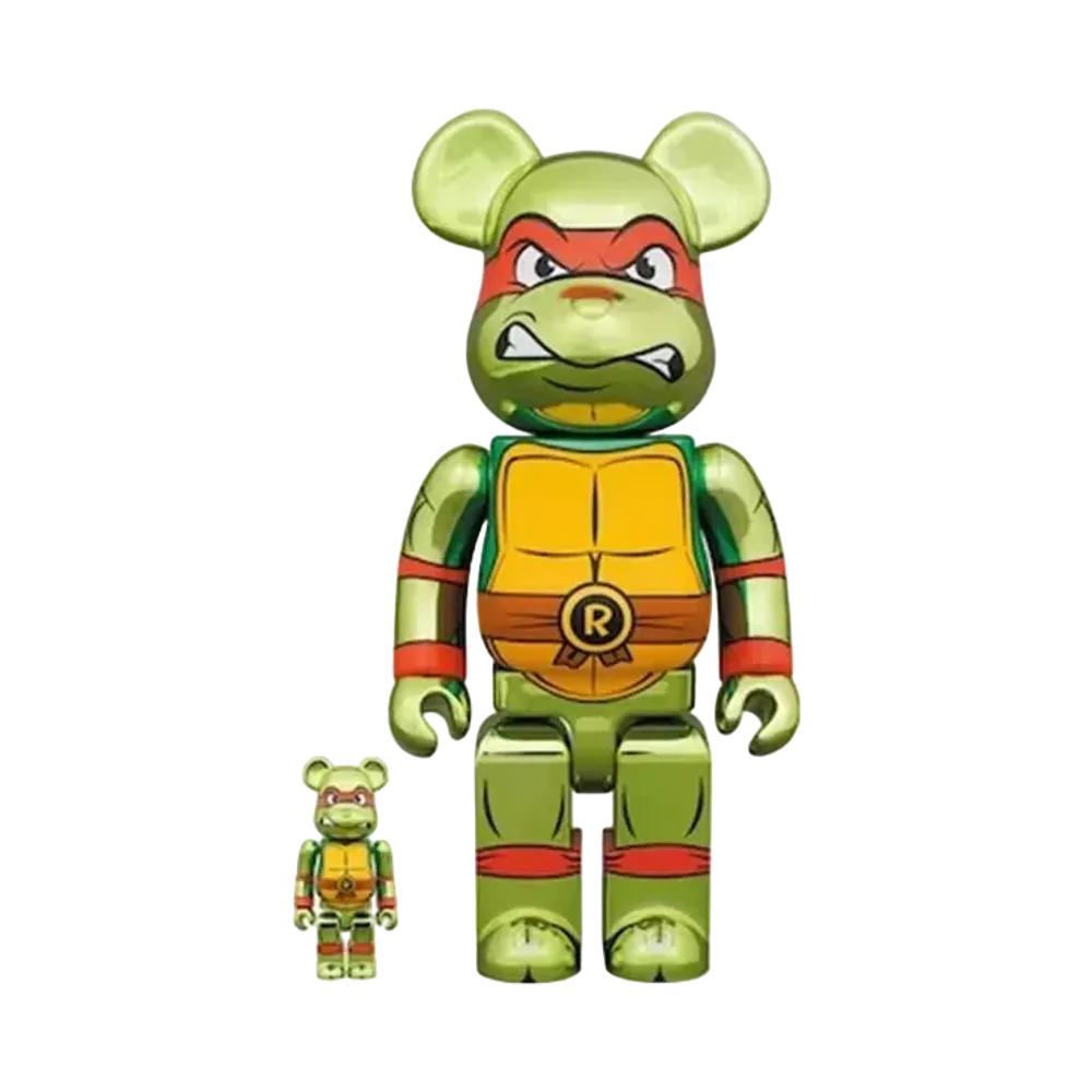 MEDICOM TOY "BEARBRICK" -Teen age Mutant Ninja Turtles- RAPHAEL CHROME Ver. 100% & 400%