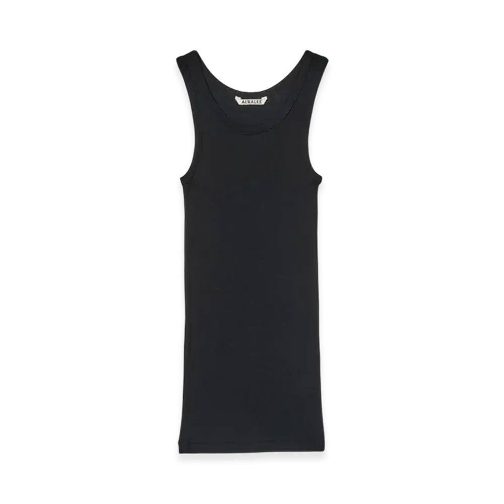 AURALEE Wool Silk Soft Rib Tank "Black"
