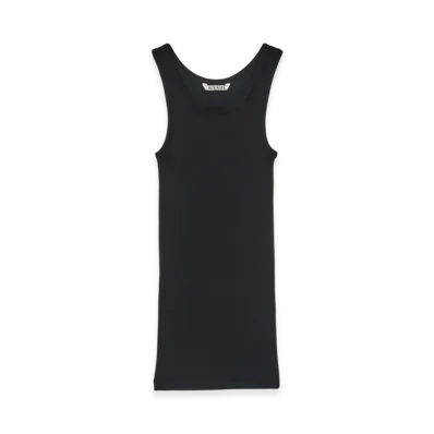 AURALEE Wool Silk Soft Rib Tank "Black"