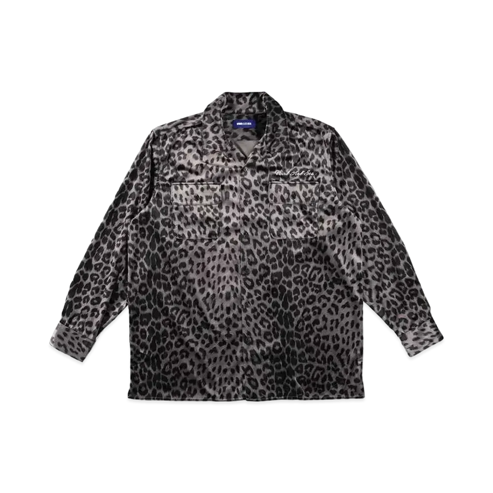 WIND AND SEA Brushed Leopard Open Collar Shirt "Black Leopard"