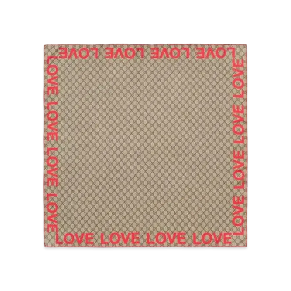 GUCCI GG 'Love' Print Silk Scarf