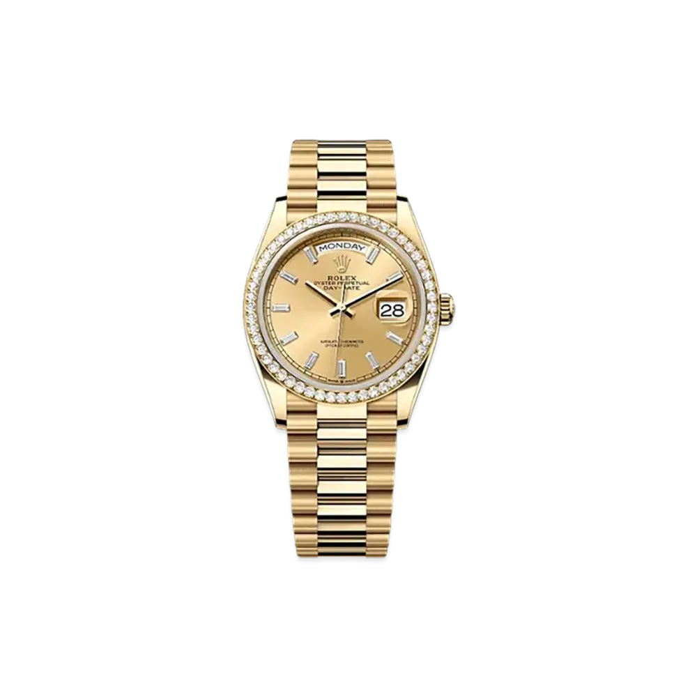 ROLEX Day-Date 36mm Yellow Gold Diamond 128348RBR "Champagne-colour"