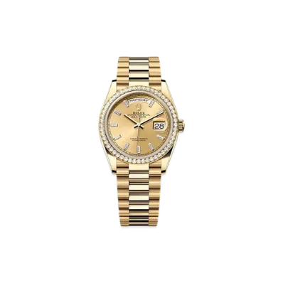 ROLEX Day-Date 36mm Yellow Gold Diamond 128348RBR "Champagne-colour"