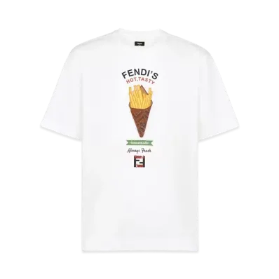 FENDI Men's Cotton T-Shirt Fendilicious "White"