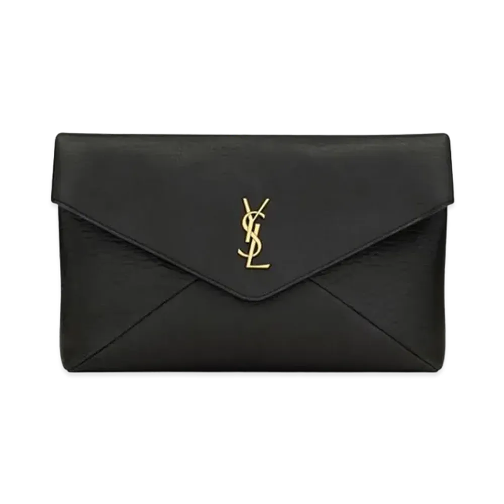 Saint Laurent Cassandre Large Envelope Pouch in Lambskin "Black"
