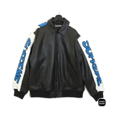 Supreme x Smurfs Leather Varsity Jacket "Black"