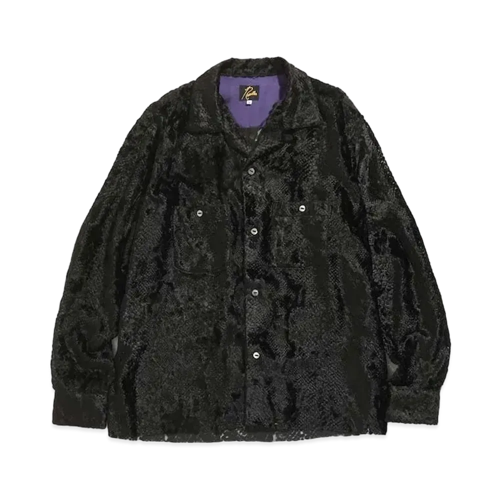 Needles C.O.B. ONE-UP SHIRT - BURNOUT VELVET "Black"