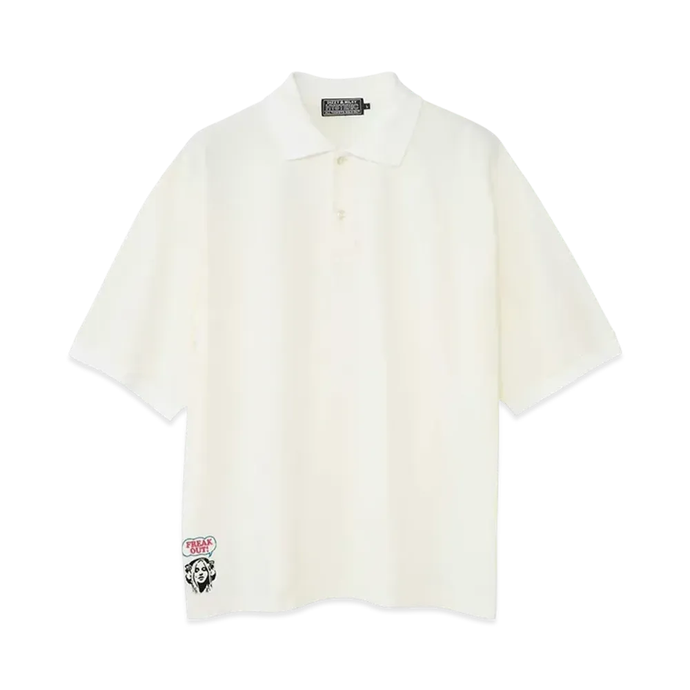 HYSTERIC GLAMOUR Freak Out Embroidery Polo Shirt "White"