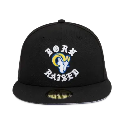 NEW ERA x Born x Raised x NFL + Rams Fitted Rocker Hat "Black"