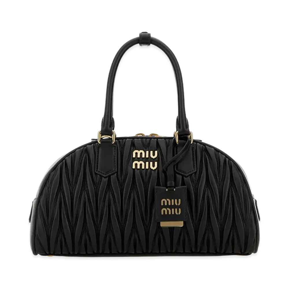 MIU MIU Women's Nappa Leather Arcadie Handbag "Black"