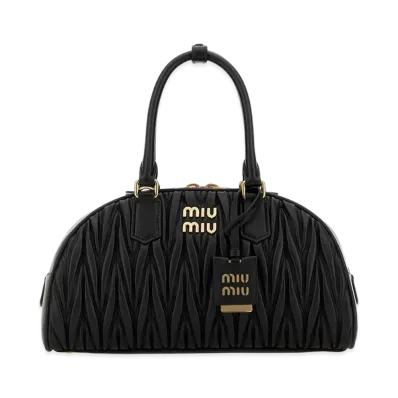 MIU MIU Women's Nappa Leather Arcadie Handbag "Black"
