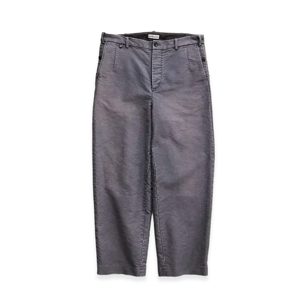 NICENESS Adamson Aged-Effect Moleskin Trousers "Gray"