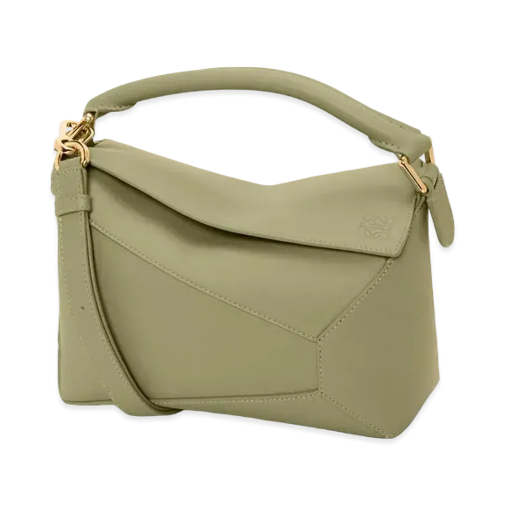 LOEWE Small Puzzle Bag in Classic Calfskin "Eucalyptus Green"