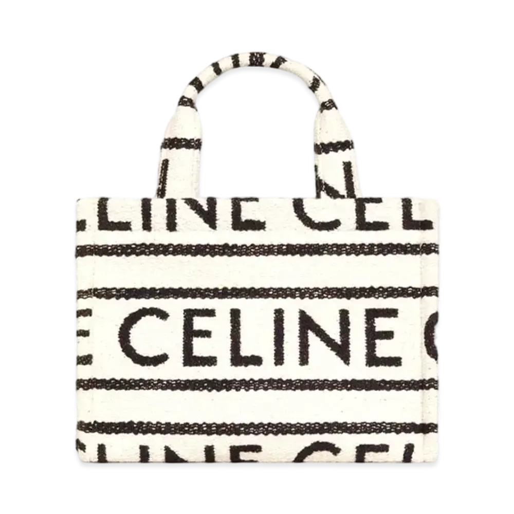 CELINE Small Cabas Thais In Textile With Celine All-Over "White/Black"