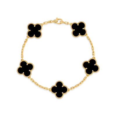 Van Cleef & Arpels Vintage Alhambra bracelet 5 motifs "18K Yellow gold/Onyx"