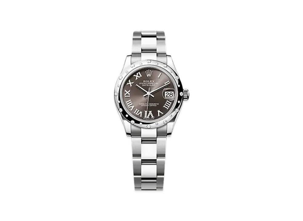 ROLEX Datejust 31mm Oystersteel & White Gold Diamond 278344RBR "Dark Grey"