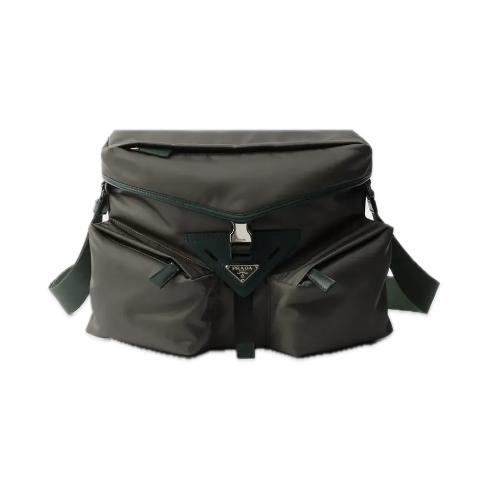PRADA Re-Nylon x Leather Shoulder Bag "Khaki"