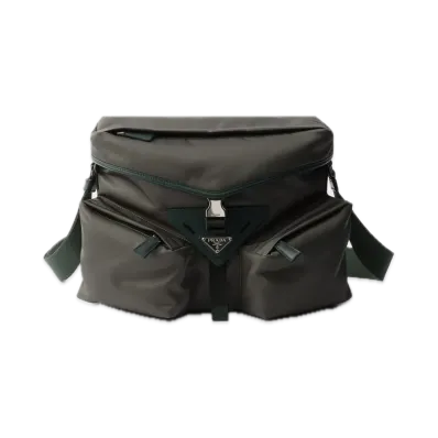 PRADA Re-Nylon x Leather Shoulder Bag "Khaki"