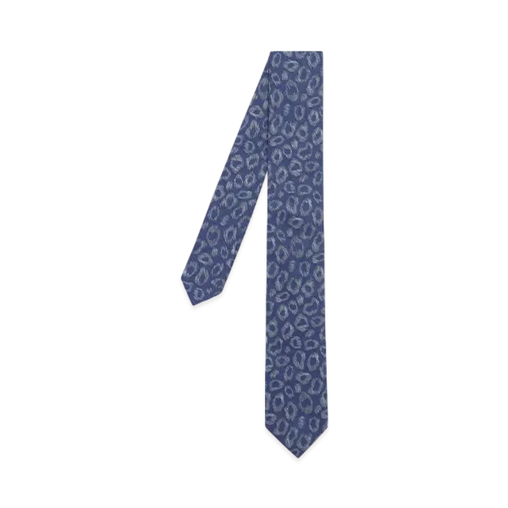 Paul Smith Leopard Narrow Tie "Blue"