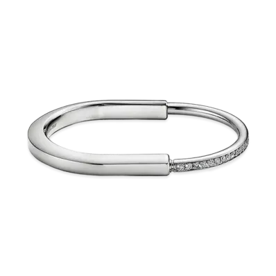 Tiffany & Co. Tiffany Lock Bangle With Half Pave Diamonds "White Gold"