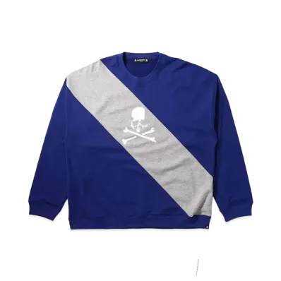 mastermind JAPAN Boxy Diagonal Switching Crewneck "Navy Top Gray"