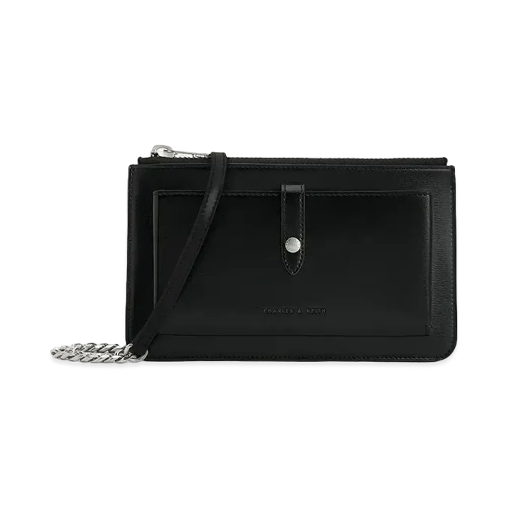 CHARLES & KEITH Rebel Top Zip Long Wallet "Noir"