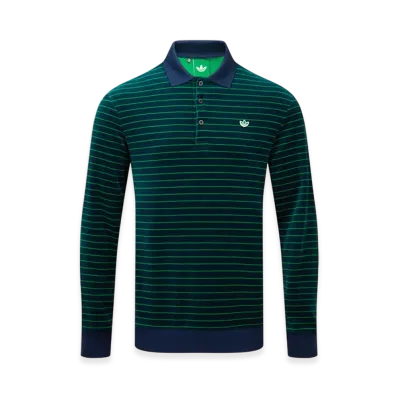 adidas Originals Golf Originals Velour Long Sleeve Polo Shirt "Night Indigo/Green"