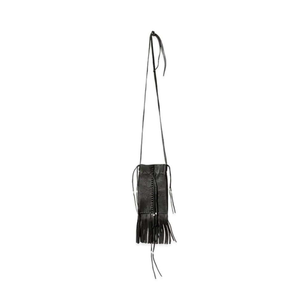 Needles x AMARILLO Fringed Neck Pouch - Deerskin "Black/Pink"