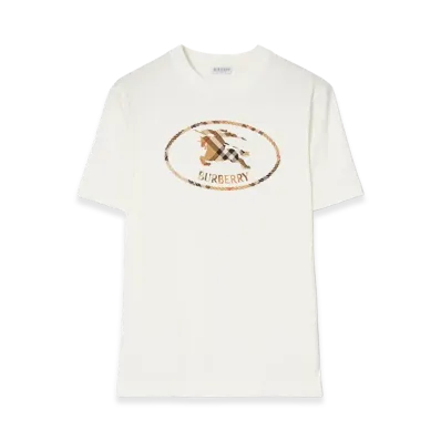 Burberry Check Knight Stamp Cotton Tee "Chalk White"