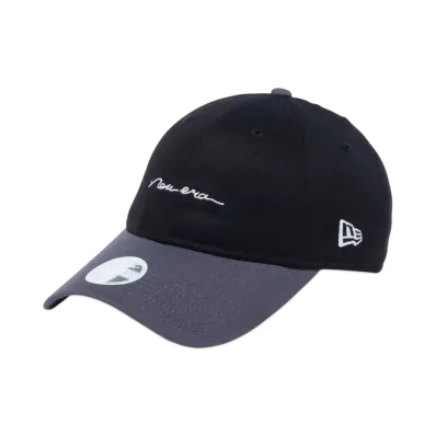 NEW ERA Golf Women's 9Twenty Long Visor Stretch Cotton Washable Handwritten Logo "Black/Gray"