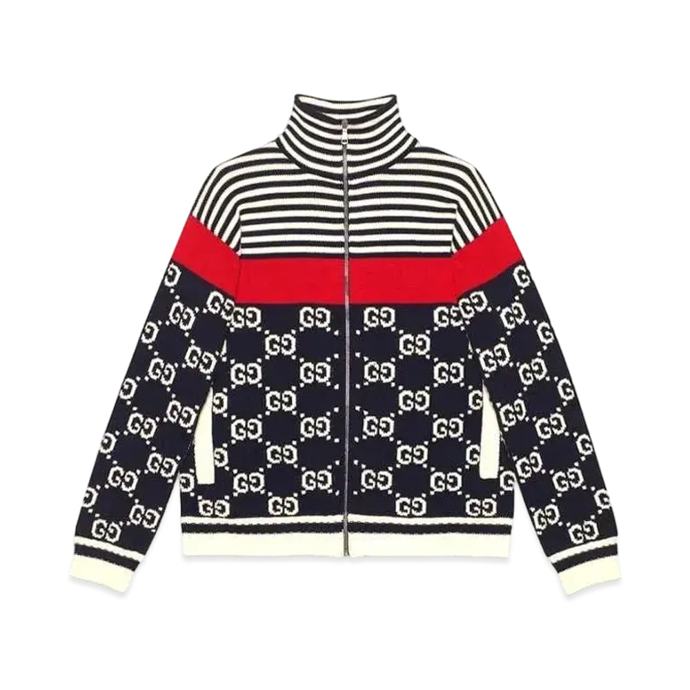 GUCCI GG Cotton Zip Knit Jacket