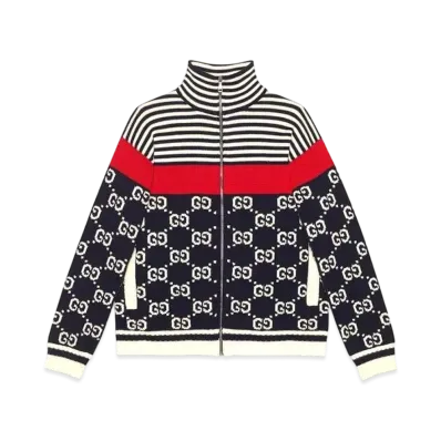 GUCCI GG Cotton Zip Knit Jacket