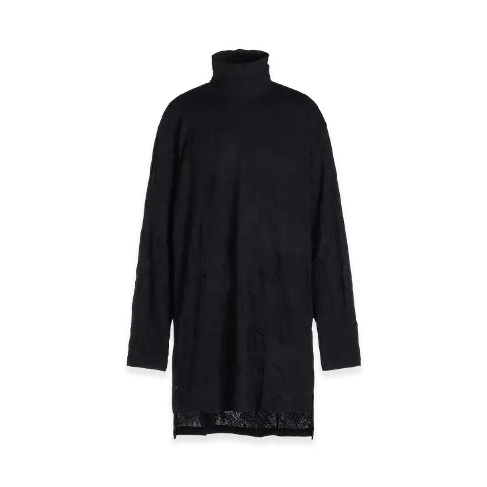 Ground Y Catch Washer Right Button-Opening Big Turtleneck "Black"