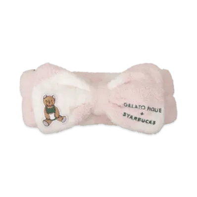 STARBUCKS x GELATO PIQUE Powder Bear Embroidery Border Hairband "Soft Pink"