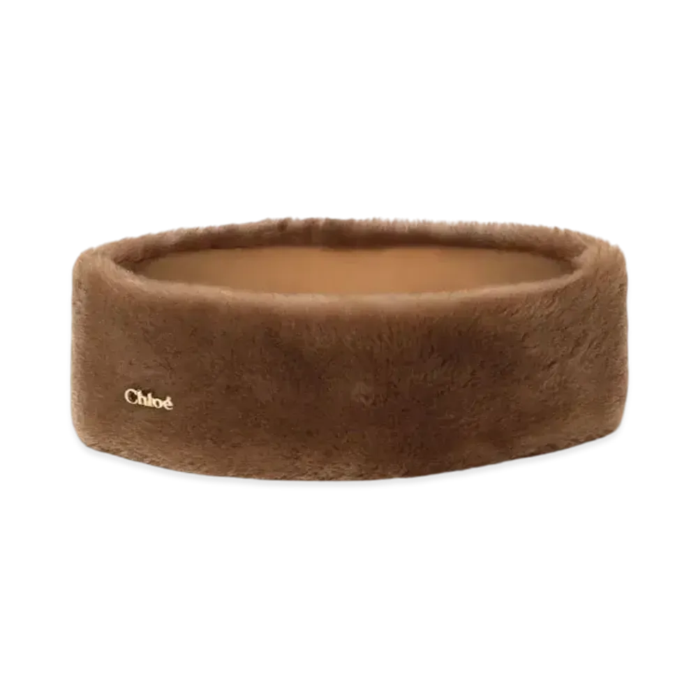 Chloe Shearling Headband "Taupe Beige"