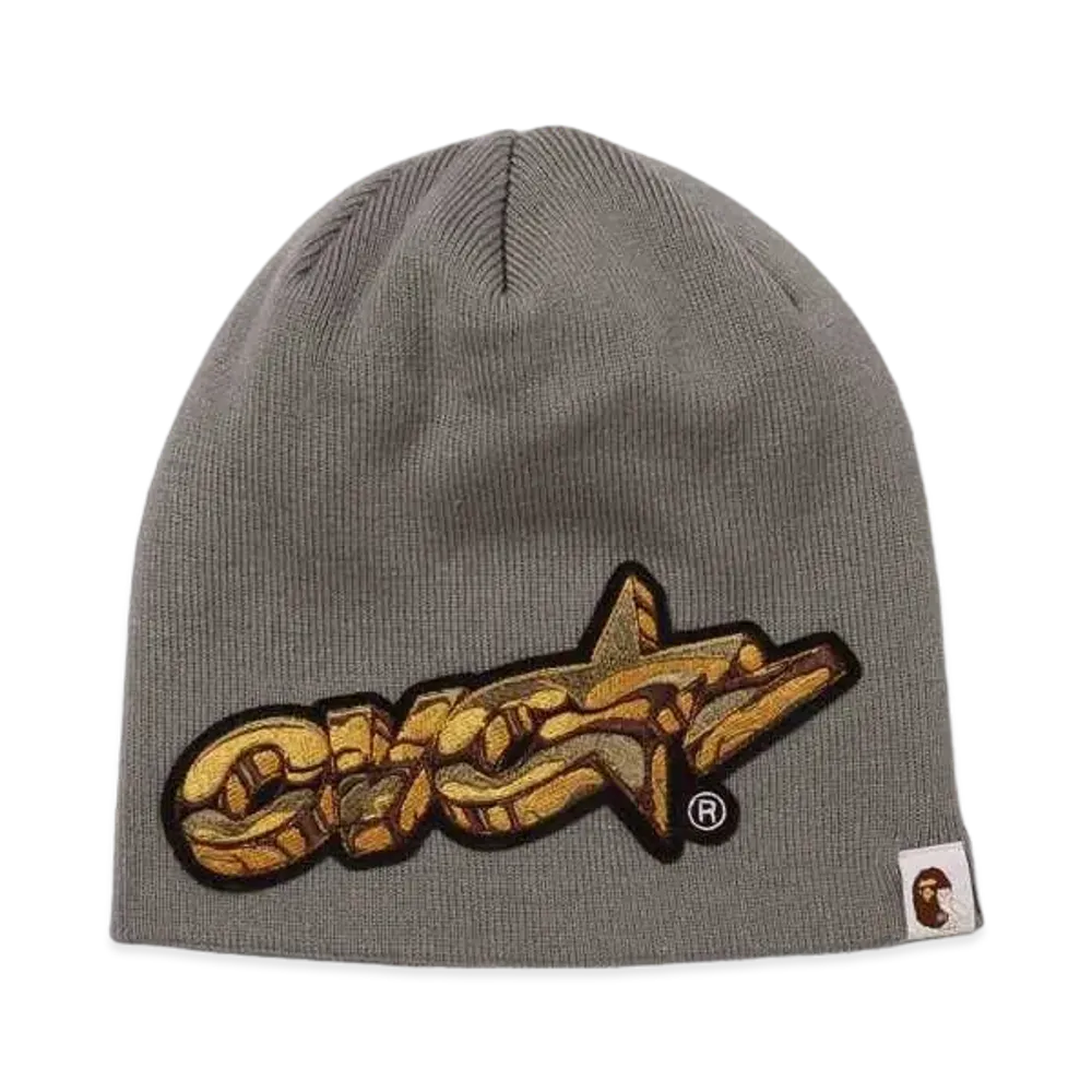 A BATHING APE X OVO KNIT CAP "Grey"